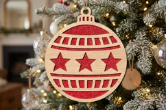 Stars Christmas Bauble SVG Laser Cut Wood Decoration Product Image 2