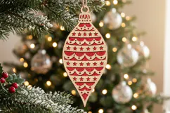 Stars Christmas Ornament SVG Laser Cut, Holiday Decor File Product Image 1