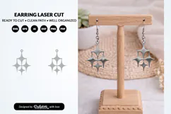 Stars Earrings SVG - Celestial Jewelry Laser Cut Product Image 1
