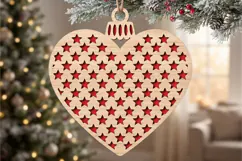 Stars Heart Christmas Ornament SVG Cut File Product Image 2