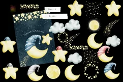 Stars and Moons Watercolor Clipart Png Product Image 4