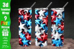 3D Patriotic Tumbler Wrap, Stars Patriotic 3D Sublimation Design, 20oz Skinny Straight Tumbler, Digital