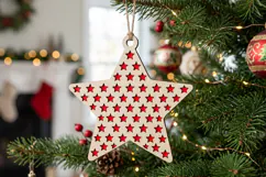 Stars Pattern Christmas Star SVG Laser Cut Ornament Product Image 2