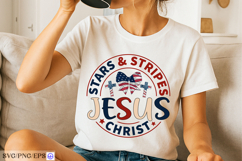 Stars &amp; Stripes and Jesus Christ SVG PNG T-shirt Design Product Image 3