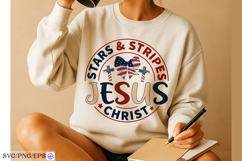 Stars &amp; Stripes and Jesus Christ SVG PNG T-shirt Design Product Image 1