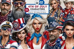 4th of July Characters PNG, Patriotic Americana Portraits Product Image 1