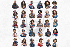 4th of July Characters PNG, Patriotic Americana Portraits Product Image 5