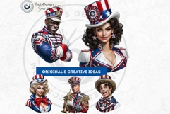4th of July Characters PNG, Patriotic Americana Portraits Product Image 8