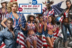 4th of July Characters PNG, Patriotic Americana Portraits Product Image 1