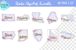 Floral state map sublimation. Clipart Bundle Product Image 2