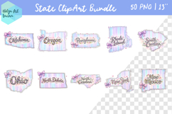 Floral state map sublimation. Clipart Bundle Product Image 3
