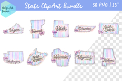 Floral state map sublimation. Clipart Bundle Product Image 4
