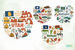 State Doodle Sublimation Clipart Product Image 1