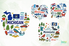State Doodle Sublimation Clipart Product Image 1