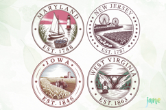 States on Stamps SVG PNG Clipart Product Image 1