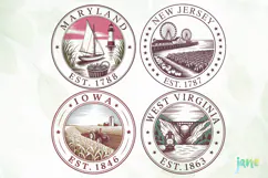 States on Stamps SVG PNG Clipart Product Image 1