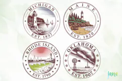 States on Stamps SVG PNG Clipart Product Image 1