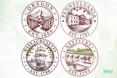 States on Stamps SVG PNG Clipart Product Image 1