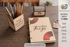 Stationary Supplies Laser Cut. Desk Organizer SVG Product Image 1