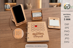 Stationary Supplies Bundle Laser Cut. Desk Organizer SVG Product Image 8