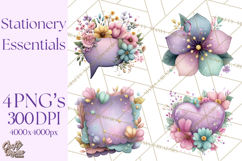 Pretty Stationery Clipart, Pastel Office Supplies Png Product Image 1