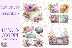 Pretty Stationery Clipart, Pastel Office Supplies Png Product Image 1