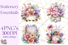 Pretty Stationery Clipart, Pastel Office Supplies Png Product Image 1