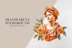 Watercolor Terracotta Flowers Clipart, PNG. Product Image 2