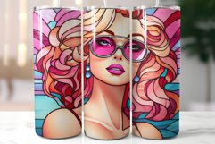 Stained Glass Tumbler Design|Blonde Girl Wearing Sunglasses Product Image 2