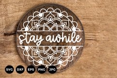 Stay awhile svg | Mandala Svg | Round Farmhouse Sign Product Image 1