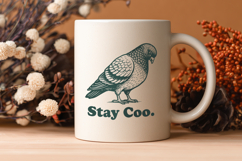 Stay Coo SVG Funny Pigeon Shirt Design, Minimal Bird Quote Product Image 3