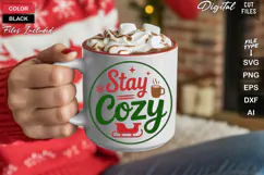 Stay Cozy SVG | Christmas Round Sign SVG | Xmas SVG Product Image 5