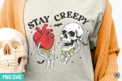 Stay Creepy Png, Retro Dripping Heart Halloween Png Product Image 3