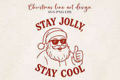 Cool Santa Christmas Line Art | Santa Sunglasses SVG PNG Product Image 1