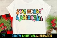 Stay Merry and Bright Groovy Christmas Sublimation I Retro Christmas PNG