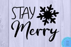 Stay Merry SVG Farmhouse Christmas Svg Wood Round Svg Product Image 2