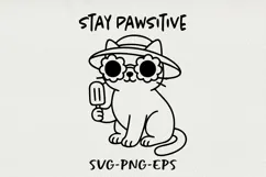 Hipster Cat Line Art Clipart, Funny Puns SVG | PNG | EPS Product Image 1