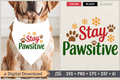 Stay Pawsitive SVG | Christmas Dog Bandana SVG Product Image 1