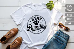 Stay Pawsitive SVG File | Dog Round Sign SVG | Dog SVG Product Image 3