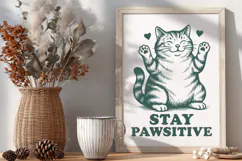Stay Pawsitive Cat SVG PNG, Cute Motivational Cat Clipart Product Image 2