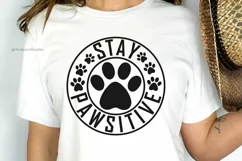 Stay Pawsitive SVG PNG DXF, Dog Cat Mom Svg, Pet Round Label Product Image 2