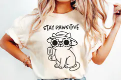 Hipster Cat Line Art Clipart, Funny Puns SVG | PNG | EPS Product Image 2