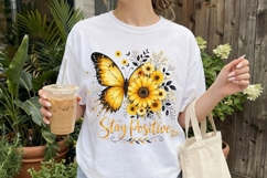 Stay Positive Butterfly Floral PNG Product Image 2