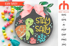 sea turtle sign svg, stay salty sign svg, tropical hanger svg, welcome sign svg, summer sign dxf, cabin door sign, laser cut file, layered sign svg, beach house sign svg, pool sign svg, patio hanging sign, coastal decor, ocean sign svg, ocean nursery