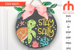 sea turtle sign svg, stay salty sign svg, tropical hanger svg, welcome sign svg, summer sign dxf, cabin door sign, laser cut file, layered sign svg, beach house sign svg, pool sign svg, patio hanging sign, coastal decor, ocean sign svg, ocean nursery