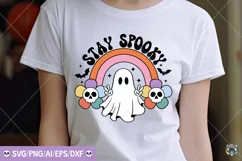 Stay Spooky Svg, Cute Ghost Png, Retro Halloween Png Product Image 1