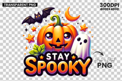 Halloween Stay Spooky Pumpkin Ghost Clipart PNG Sublimation Product Image 3