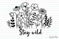 Stay Wild Svg, Flower Meadow Svg, Flowers Line Art. Product Image 8