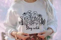 Stay Wild Svg, Flower Meadow Svg, Flowers Line Art. Product Image 3