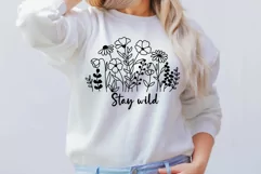 Stay Wild Svg, Flower Meadow Svg, Flowers Line Art. Product Image 4